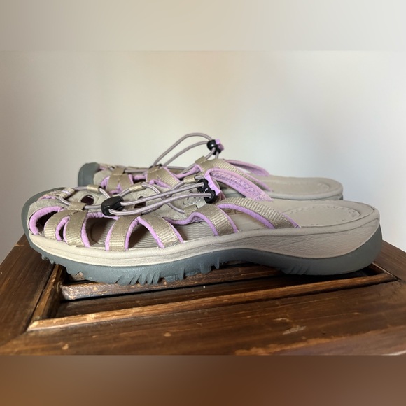 KEEN Women's Sandals Whisper 5127-BRRG Grey/Purple Suede Hiking Bungee Shoes 8.5 - Picture 3 of 9